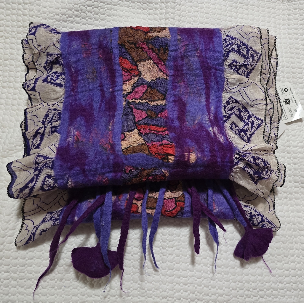Nwt Hamro Village Recycle Sari Wool Scarf